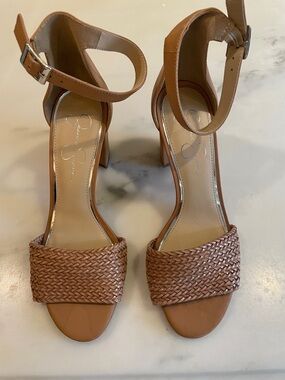 Jessica Simpson Sherron4 in Woven Ankle-Strap Heels, Size 9